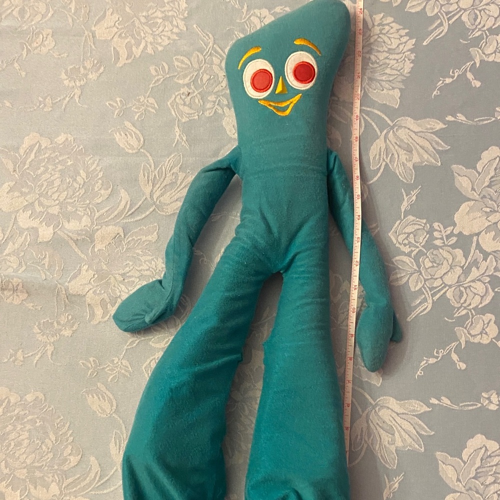 Vintage Gumby 1983 24 inches Teal Plush Toy with Red Eyes